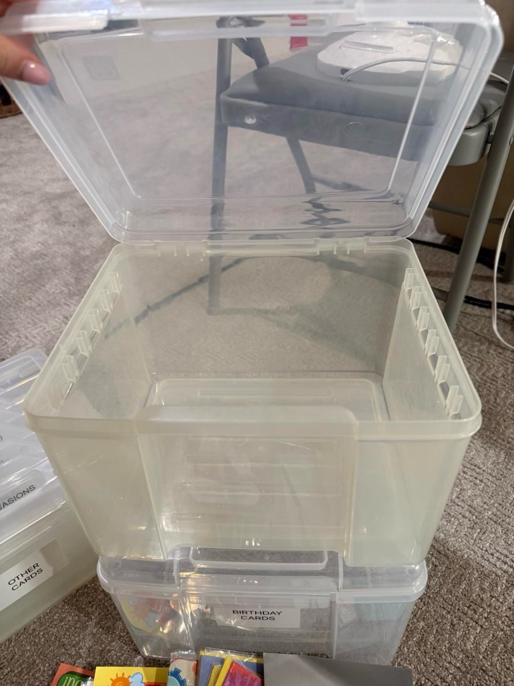 Clear Stackable Plastic Card Storage Boxes - Translucent White - Picture 4 of 5